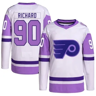 Men's Anthony Richard Philadelphia Flyers Hockey Fights Cancer Primegreen Jersey - White/Purple Authentic