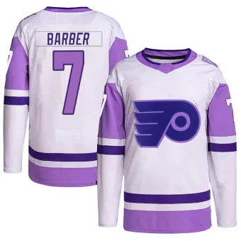 Men's Bill Barber Philadelphia Flyers Hockey Fights Cancer Primegreen Jersey - White/Purple Authentic