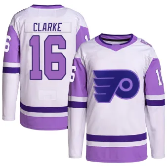 Men's Bobby Clarke Philadelphia Flyers Hockey Fights Cancer Primegreen Jersey - White/Purple Authentic