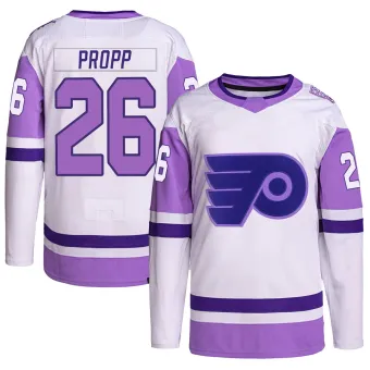 Men's Brian Propp Philadelphia Flyers Hockey Fights Cancer Primegreen Jersey - White/Purple Authentic