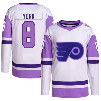 Men's Cam York Philadelphia Flyers Hockey Fights Cancer Primegreen Jersey - White/Purple Authentic