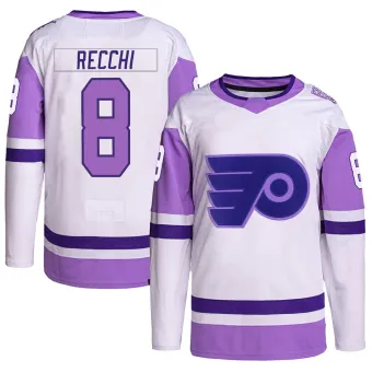 Men's Mark Recchi Philadelphia Flyers Hockey Fights Cancer Primegreen Jersey - White/Purple Authentic