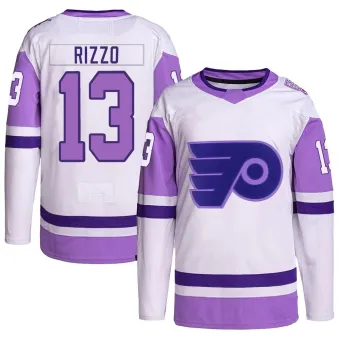 Men's Massimo Rizzo Philadelphia Flyers Hockey Fights Cancer Primegreen Jersey - White/Purple Authentic