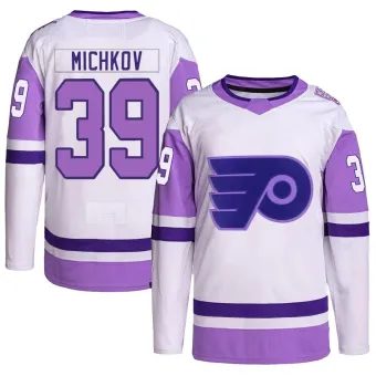 Men's Matvei Michkov Philadelphia Flyers Hockey Fights Cancer Primegreen Jersey - White/Purple Authentic