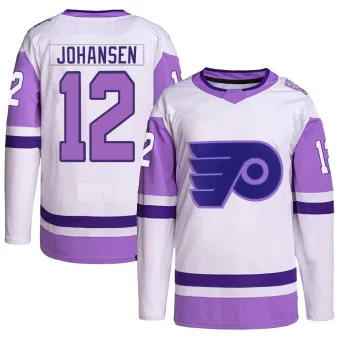 Men's Ryan Johansen Philadelphia Flyers Hockey Fights Cancer Primegreen Jersey - White/Purple Authentic