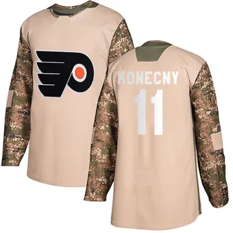 Men's Travis Konecny Philadelphia Flyers Veterans Day Practice Jersey - Camo Authentic