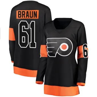 Women's Justin Braun Philadelphia Flyers Alternate Jersey - Black Breakaway