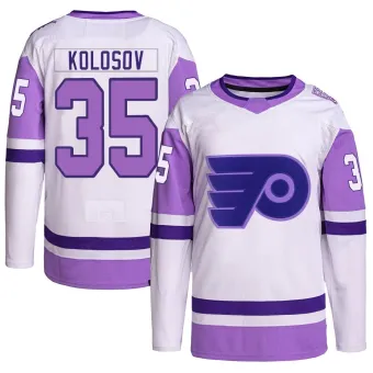 Youth Aleksei Kolosov Philadelphia Flyers Hockey Fights Cancer Primegreen Jersey - White/Purple Authentic