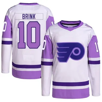 Youth Bobby Brink Philadelphia Flyers Hockey Fights Cancer Primegreen Jersey - White/Purple Authentic