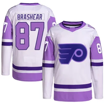 Youth Donald Brashear Philadelphia Flyers Hockey Fights Cancer Primegreen Jersey - White/Purple Authentic