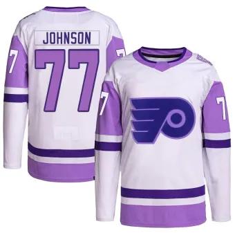 Youth Erik Johnson Philadelphia Flyers Hockey Fights Cancer Primegreen Jersey - White/Purple Authentic