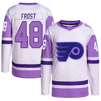 Youth Morgan Frost Philadelphia Flyers Hockey Fights Cancer Primegreen Jersey - White/Purple Authentic