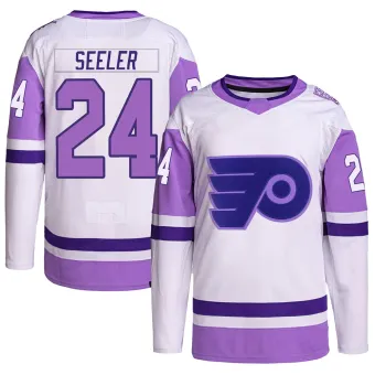 Youth Nick Seeler Philadelphia Flyers Hockey Fights Cancer Primegreen Jersey - White/Purple Authentic