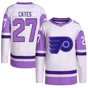 Youth Noah Cates Philadelphia Flyers Hockey Fights Cancer Primegreen Jersey - White/Purple Authentic